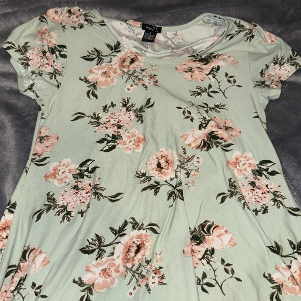 Rue 21 Floral Dress Small Green - Picture 5 of 7